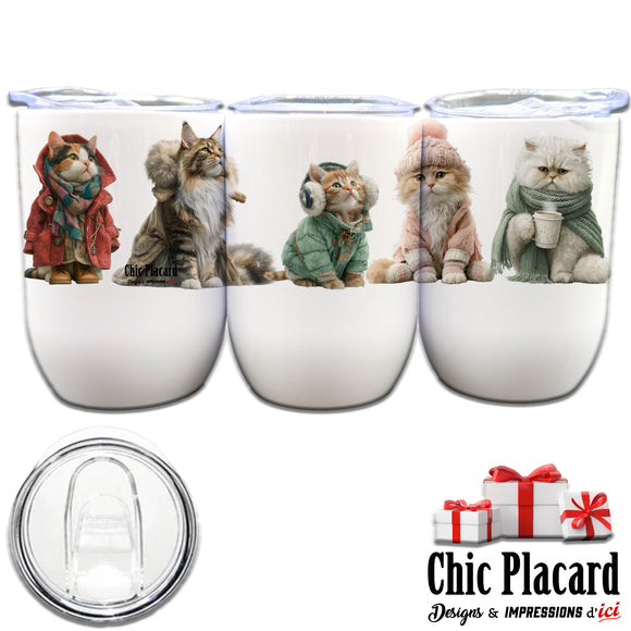 Chats au chaud - Verre 12oz en inox
