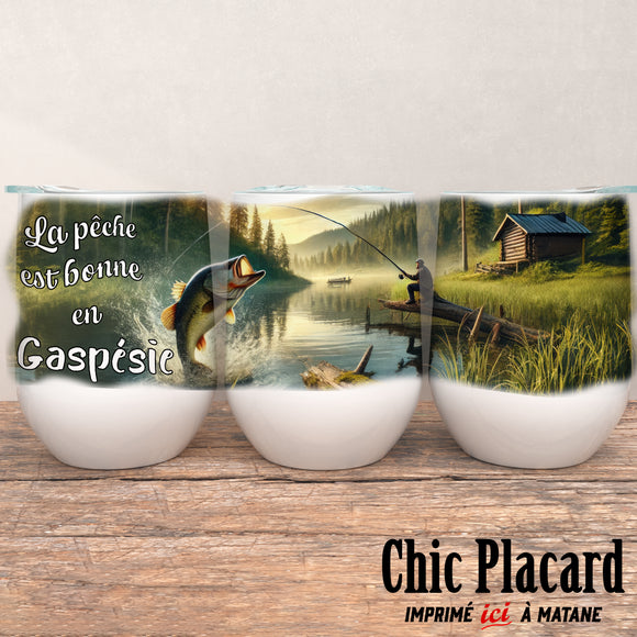 La pêche est bonne en Gaspésie - Verre 12oz en inox