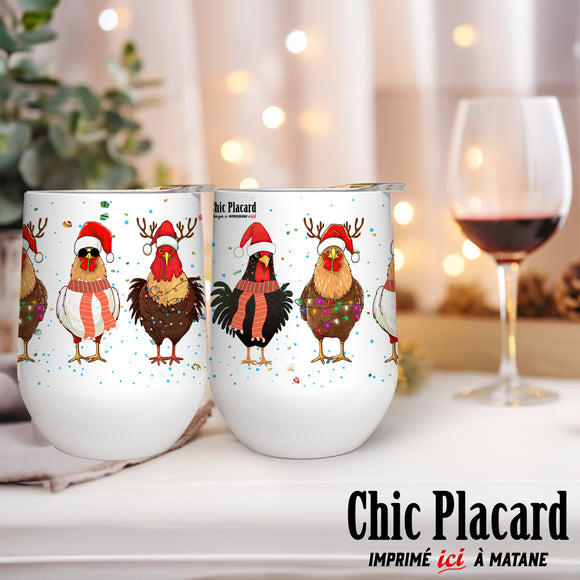 Poules de Noël - Verre 12oz en inox