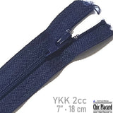 Navy blue - YKK 25c closed toe zipper 7''/18cm
