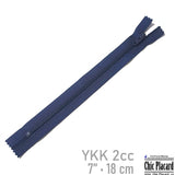 Navy blue - YKK 25c closed toe zipper 7''/18cm