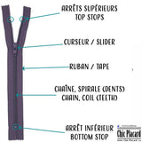 #8 Gunmetal - Kit Butée inférieure + tige d'insertion pour fermeture éclair en métal (à l'unité)