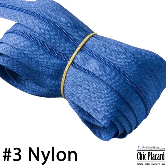 Bleu pigeon - Zipper Nylon #3 (au 1/2m)