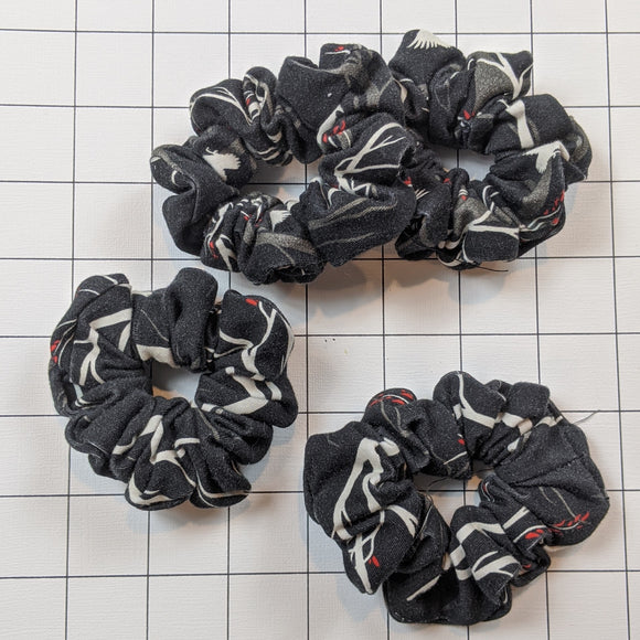Black scrunchie with crows 2 rounds #40