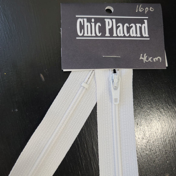 Closed End Zipper - Nylon #2 - 40cm/16'' - White 