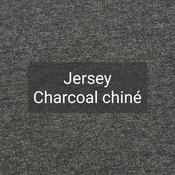 Gris charcoal chiné - Tricot de coton 200 gsm (au demi-mètre)