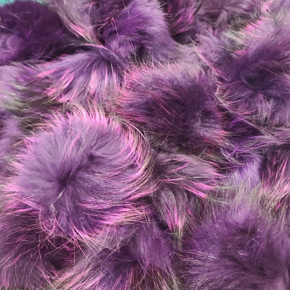 Pompon vraie fourrure MAUVE POURPRE D170