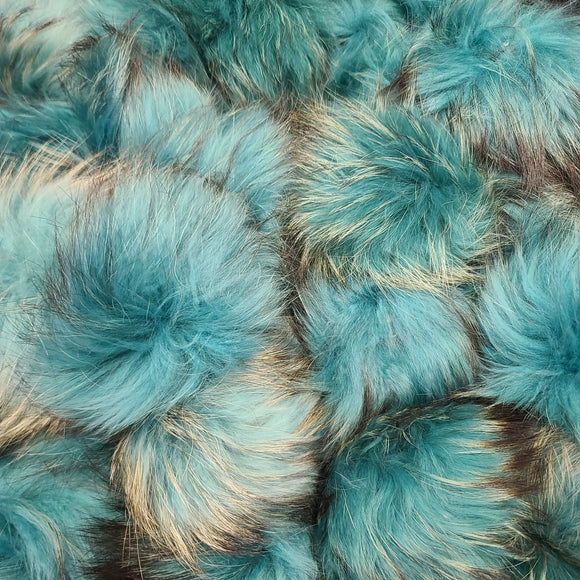 Pompon vraie fourrure VERT PAON D257