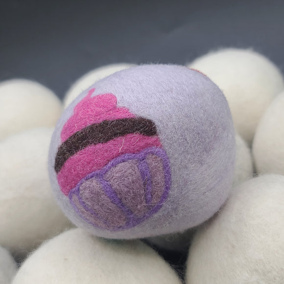 Decorated felted wool dryer ball (1 ball of your choice)
