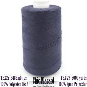Fil de polyester tissé Tex27 5486m - Bleu raisin foncé 8166