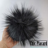 Real fur pompom BLACK D16