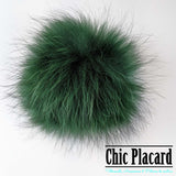Emerald GREEN real fur pompom D8