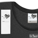 Tags: Made with heart & size to write - Woven satin & black ink