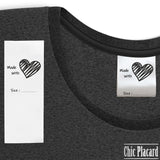 Made with heart 80 mm - White regular satin & Black ink