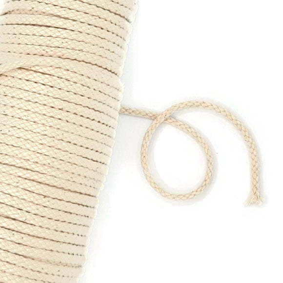 Cordon de coton tressé - 5mm - Naturel (au 1/2m)