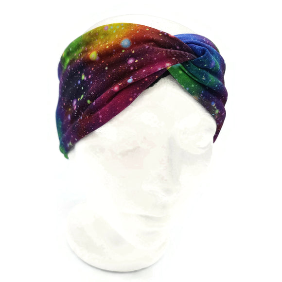 Galaxie colorée - Bandeau doublé à noeud décoratif