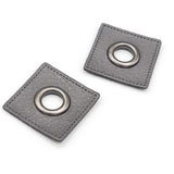 Eyelets ready to sew (Pack of 2) - Black square & silver eyelets