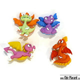 Boutons colorés Dragons, paquet de 4