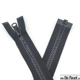 Zipper séparable réversible - Plastique moulé #5 - 56cm-22pouces - Noir