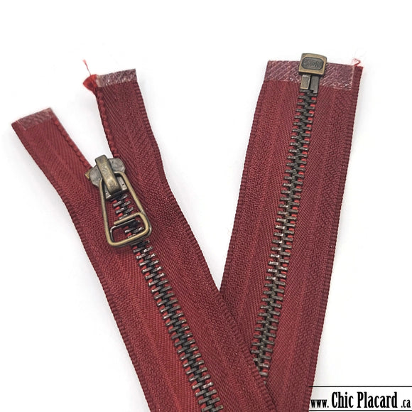 Separable Zipper - Metal #5 - 58cm-23inches - Garnet Red 