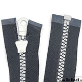 Separable zipper - Molded plastic #5 - 60cm-24inches - Black &amp; gray 
