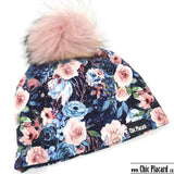 T256 Double Tuque-Blue Flowers (In stock !)  21 inches