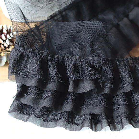 12cm black lace froufrou decorative bange (90 cm length package)