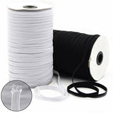 Flat woven elastic - white or black - 5 or 6 mm