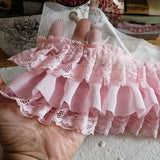 Frange décorative en froufrou de dentelle - Rose princesse - 9cm (Emballage de 3m de longueur)