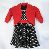 Retro black polka dot dress for girls - available in size 2 or 4 years