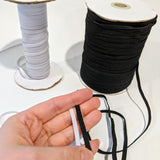 Flat woven elastic - white or black - 5 or 6 mm