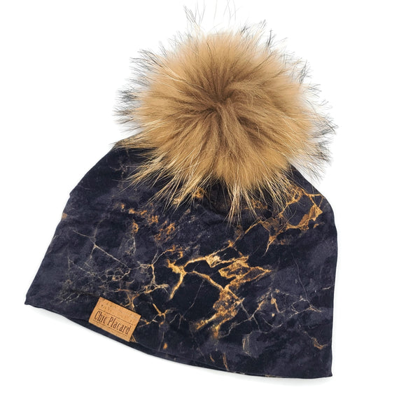 Lined marble & gold beanie (in stock) 22inches