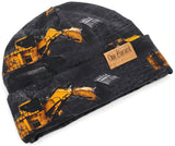 Construction site beanie on charcoal background (in stock)
