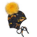 Construction site beanie on charcoal background (in stock)