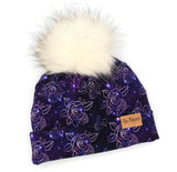 T141 Folded brim toque - cosmic flowers (in stock) size 20in
