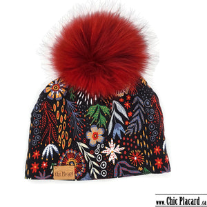 T190 Lined toque Colorful flowers (in stock) 22in