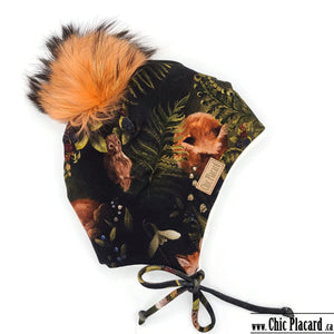 T236 Lined toque - foxes (In stock!) 21" shallower