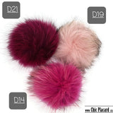 Real fur pompom PINK Raspberry burst D21