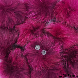 Real fur pompom PINK Raspberry burst D21