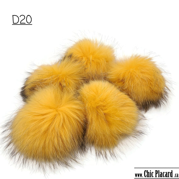 PAPAYA YELLOW real fur pompom D20