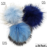 PALE BLUE real fur pompom with contrasting highlights S31