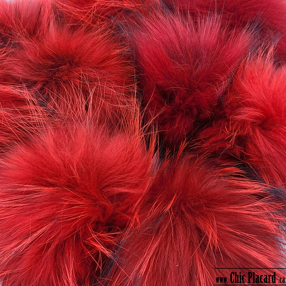 Real fur pompom CHRISTMAS RED D17