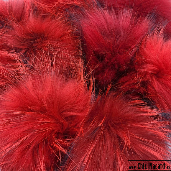 Pompon vraie fourrure ROUGE NOËL D17
