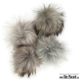 PALE GRAY real fur pompom D18