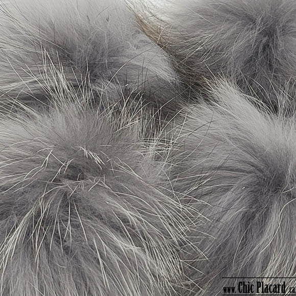 Pompon vraie fourrure GRIS MOYEN D1