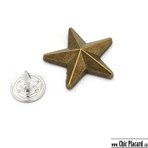 Rivets x10 - Decorative stars 18mm - Antique brass