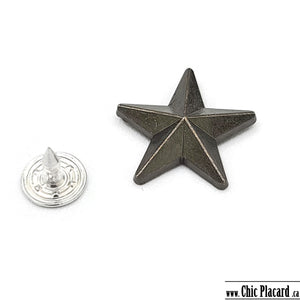 Rivets x10 Decorative stars 18mm - Black nickel