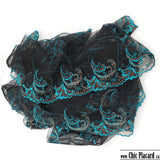 Black and turquoise lace 19cm (sold by 1/2m)