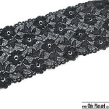 Dentelle élastique noire aux petites fleurs 16 cm (vendu au 1/2m)