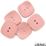 32mm square resin button with 2 holes - Pink